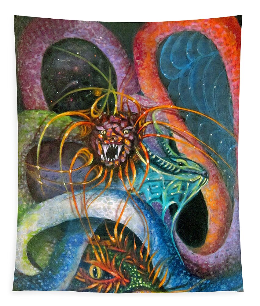 Curvismo Tapestry featuring the painting Dragons Three by Sherry Strong
