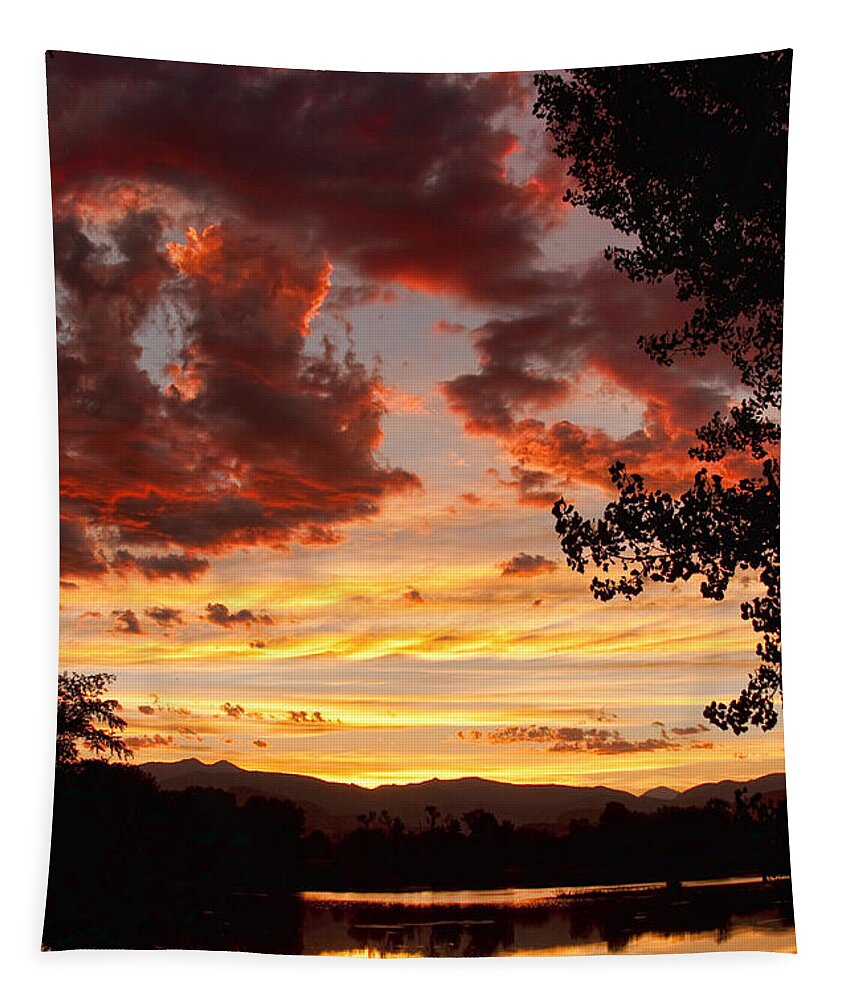 Gold Tapestry featuring the photograph Dramatic Sunset Reflection by James BO Insogna
