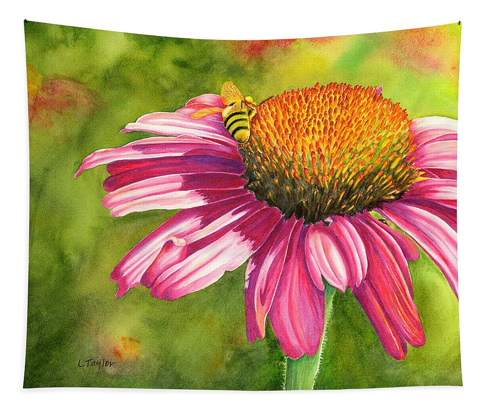 Large Floral Tapestry featuring the painting Drawn In by Lori Taylor