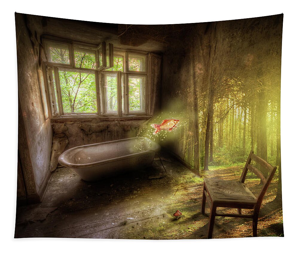 Urbex Tapestry featuring the digital art Dream Bathtime by Nathan Wright