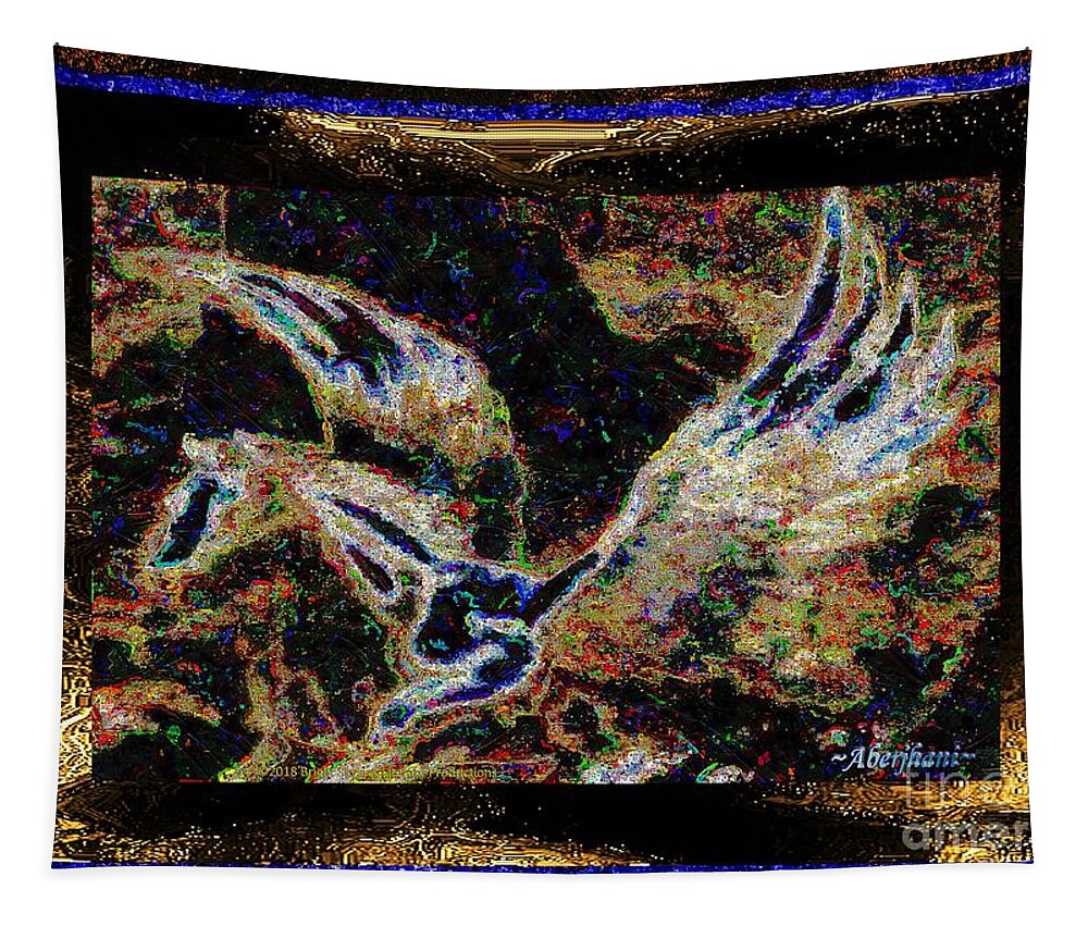 Chromatic Poetics Tapestry featuring the mixed media Dream of the Horse with Painted Wings by Aberjhani