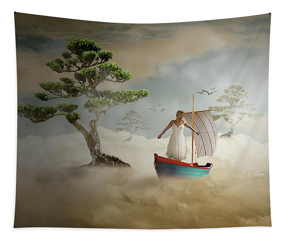 Boat Tapestry featuring the digital art Dreaming High by Nathan Wright