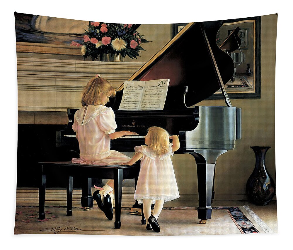 Piano Tapestry featuring the painting Dress Rehearsal by Greg Olsen