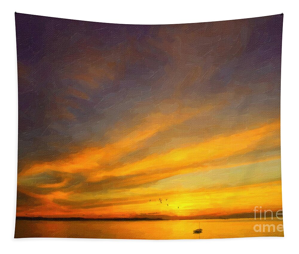 Sunset Tapestry featuring the painting Drifting by Chris Armytage