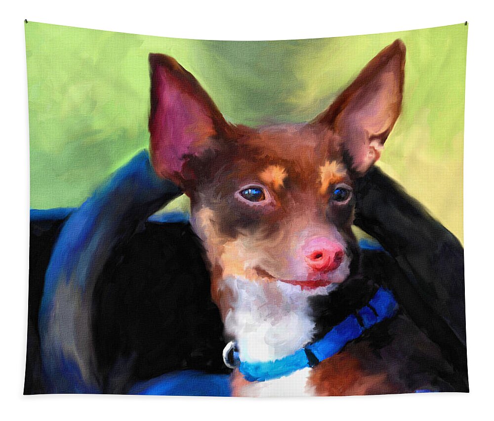Rat Terrier Tapestry featuring the painting Driver's Seat by Jai Johnson