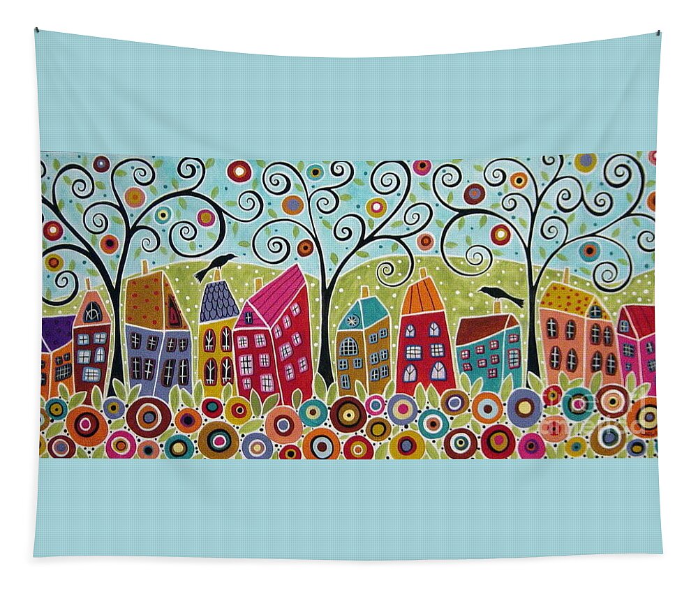 Swirl Trees Tapestry featuring the painting DSC01598-Swirl Tree Village by Karla Gerard