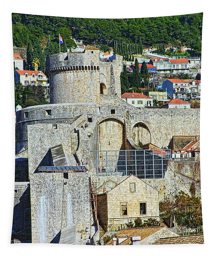 Town Tapestry featuring the photograph Dubrovnik City Walls - Minceta by Jasna Dragun