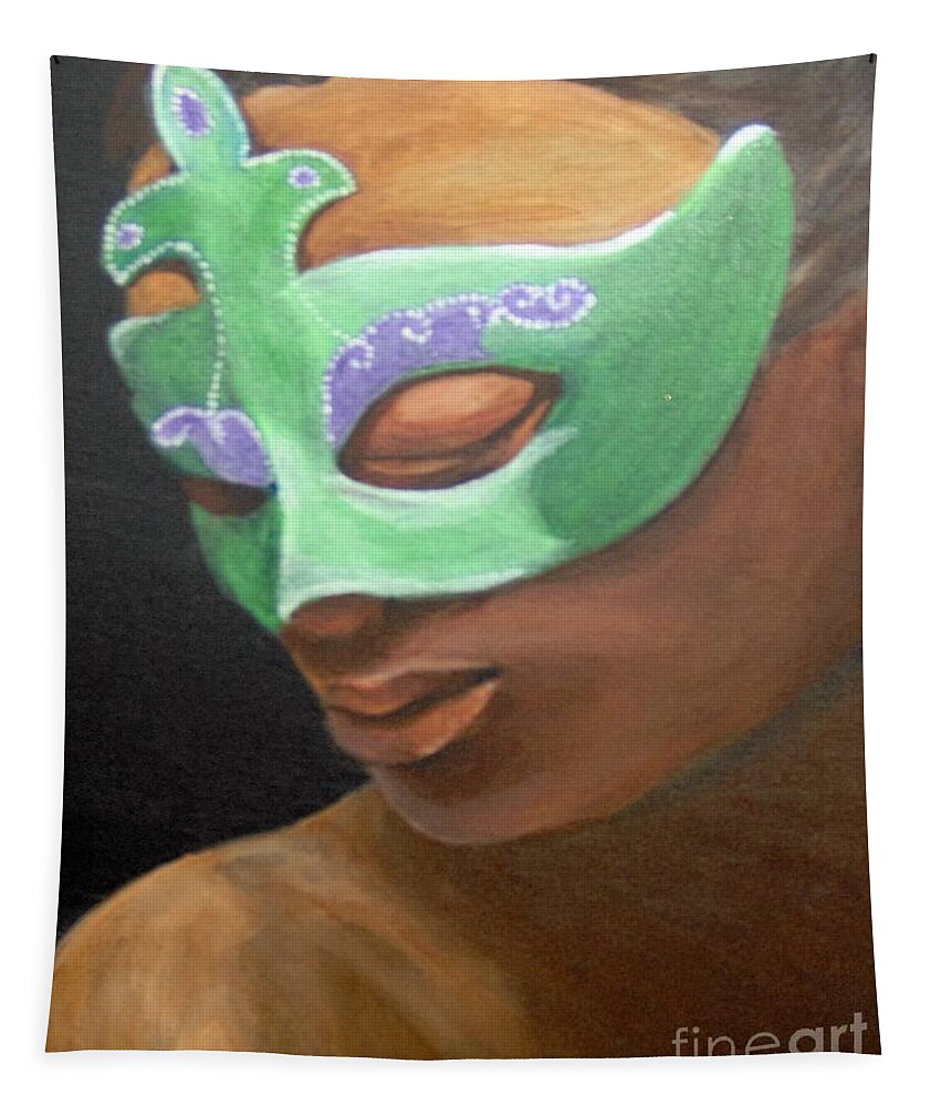 Poetry Tapestry featuring the painting Dunbar's Mask by Saundra Johnson