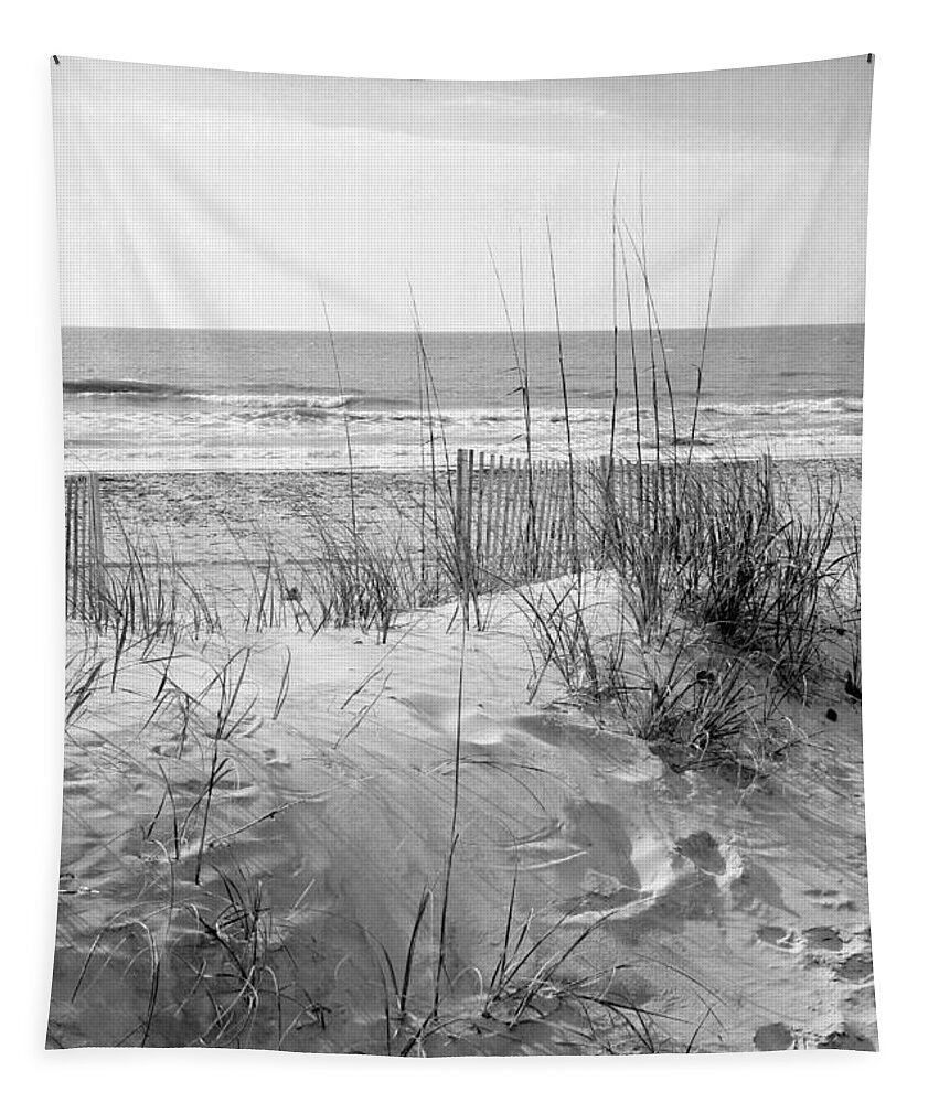 Beach Tapestry featuring the photograph Dune - Black and White by Angela Rath