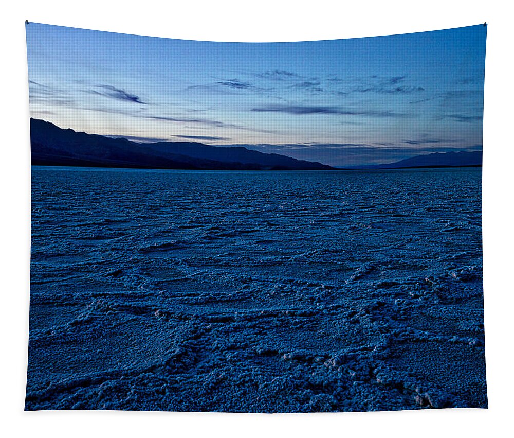 Badwater Basin Tapestry featuring the photograph Dusk at Badwater Basin - Death Valley by Stuart Litoff