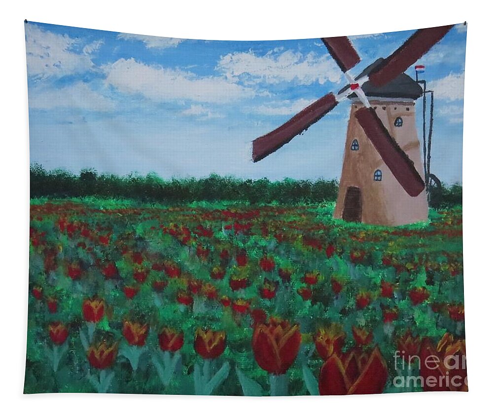 Dutch Tapestry featuring the painting Dutch Tulips by C E Dill