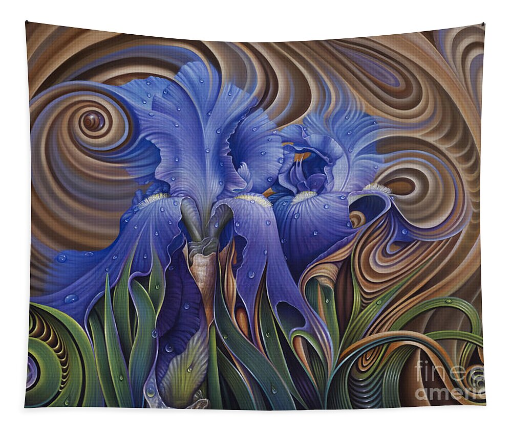 Flower Tapestry featuring the painting Dynamic Iris by Ricardo Chavez-Mendez