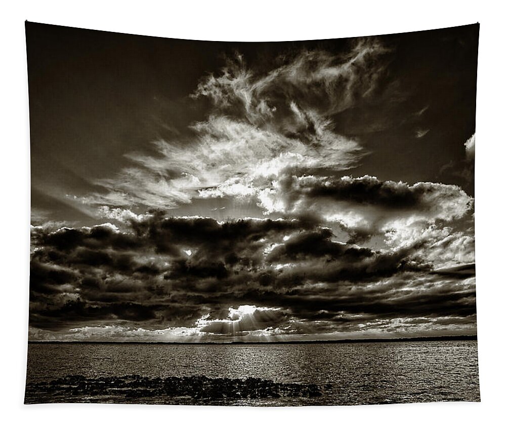 Sunset Tapestry featuring the photograph Dynamic Sunset - Sepia by Christopher Holmes
