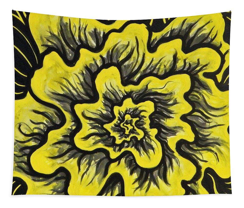 Acrylic On Canvas Tapestry featuring the painting Dynamic Thought Flower #3 by Bryon Stewart
