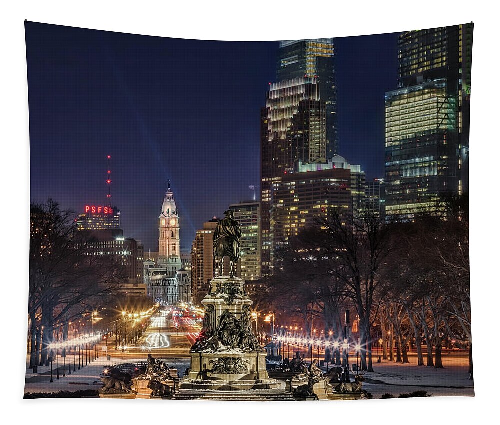 Philadelphia City Hall Tapestry featuring the photograph Eakins Oval Philadelphia PA by Susan Candelario