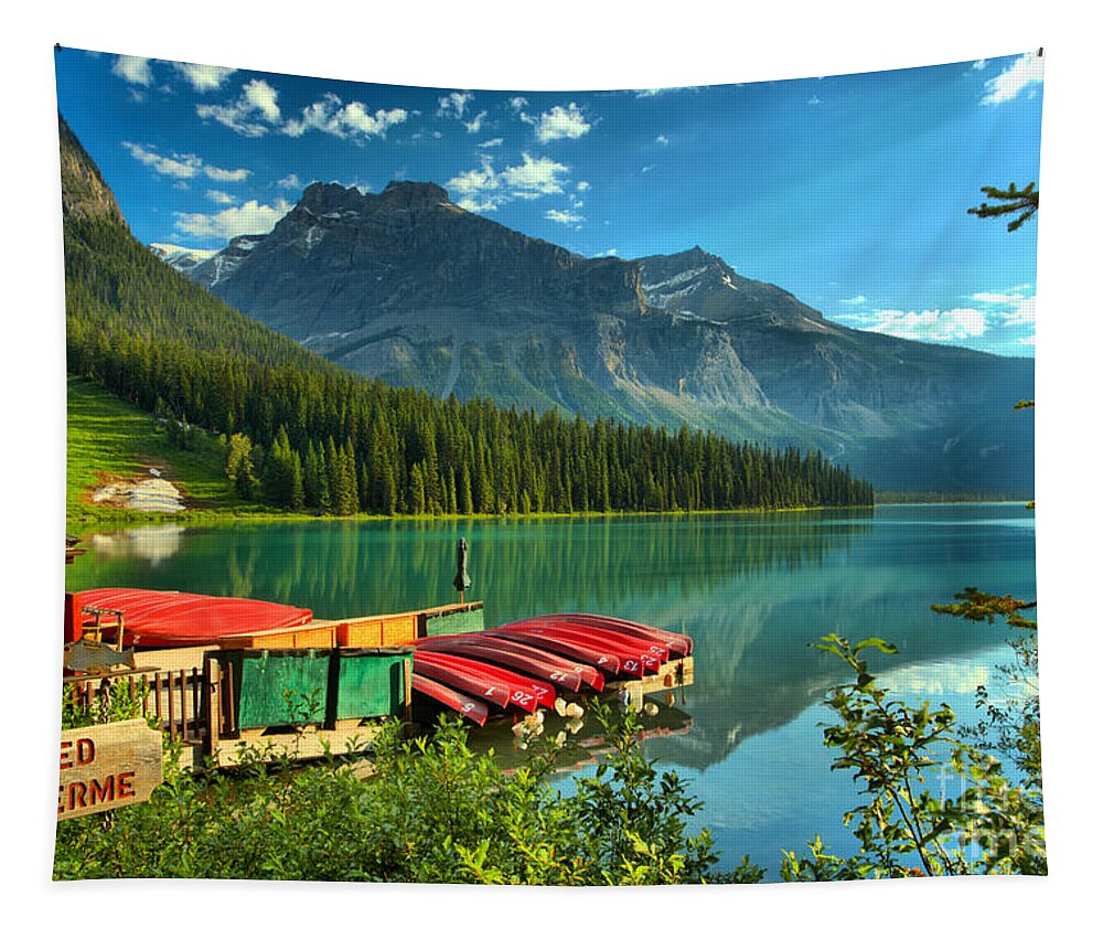 Emerald Lake Tapestry featuring the photograph Early Morning At Emerald Lake by Adam Jewell