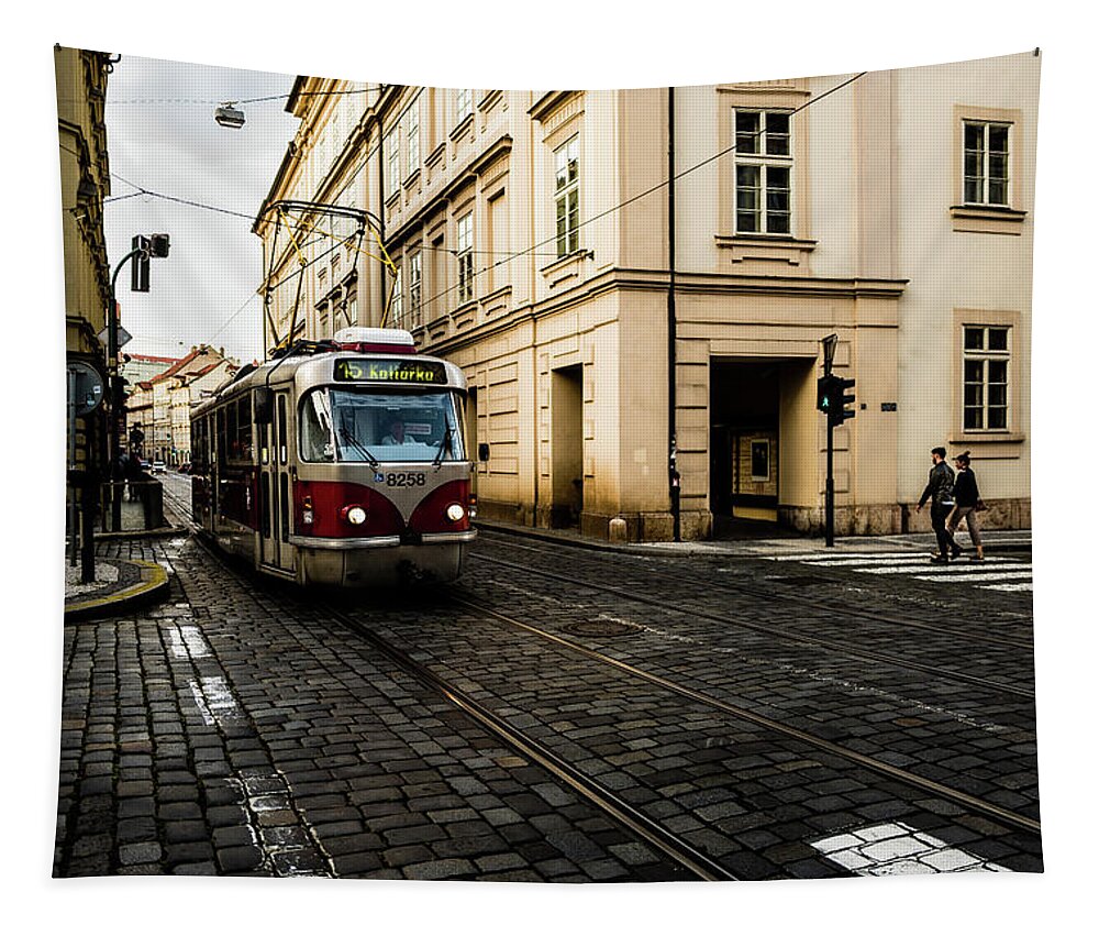 Praha Tapestry featuring the photograph Early Morning Tram 3 by M G Whittingham