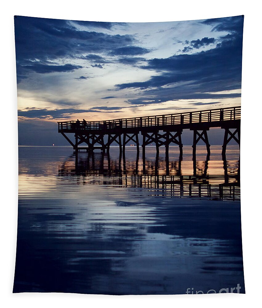 Pier Tapestry featuring the photograph Early Risers by Rachel Morrison