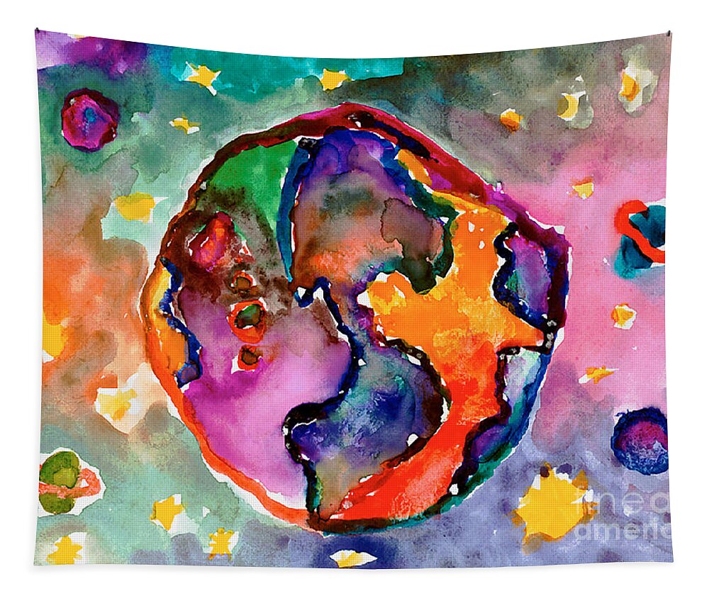 Earth Tapestry featuring the painting Earth by Alicia Hanson Age Ten