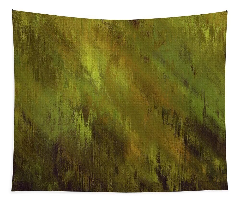 Earthly Moss Abstract Tapestry featuring the mixed media Earthly Moss Abstract by Georgiana Romanovna