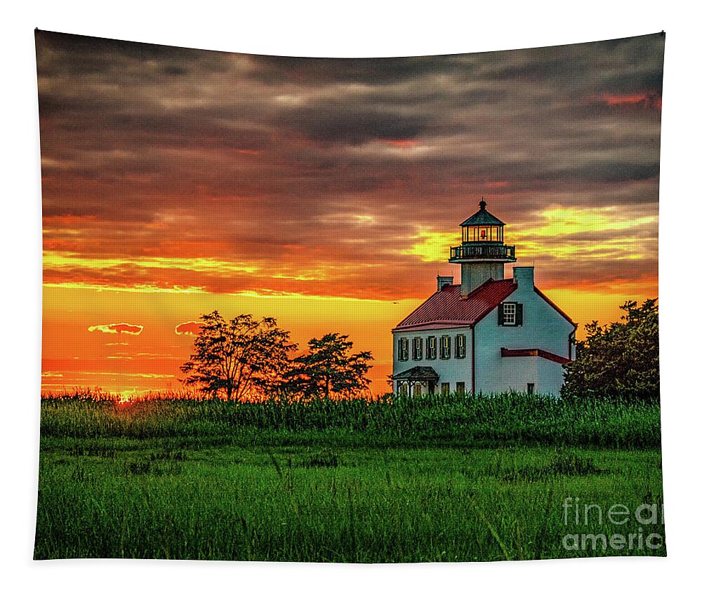 Atantic Coast Tapestry featuring the photograph East Point Lighthouse Sunset by Nick Zelinsky Jr