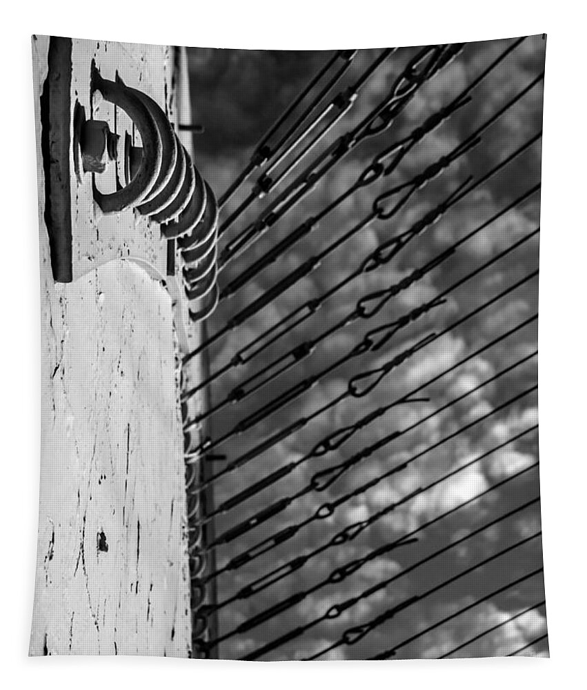 Abstract Tapestry featuring the photograph East River Amphitheater Detail 2 - BW by James Aiken