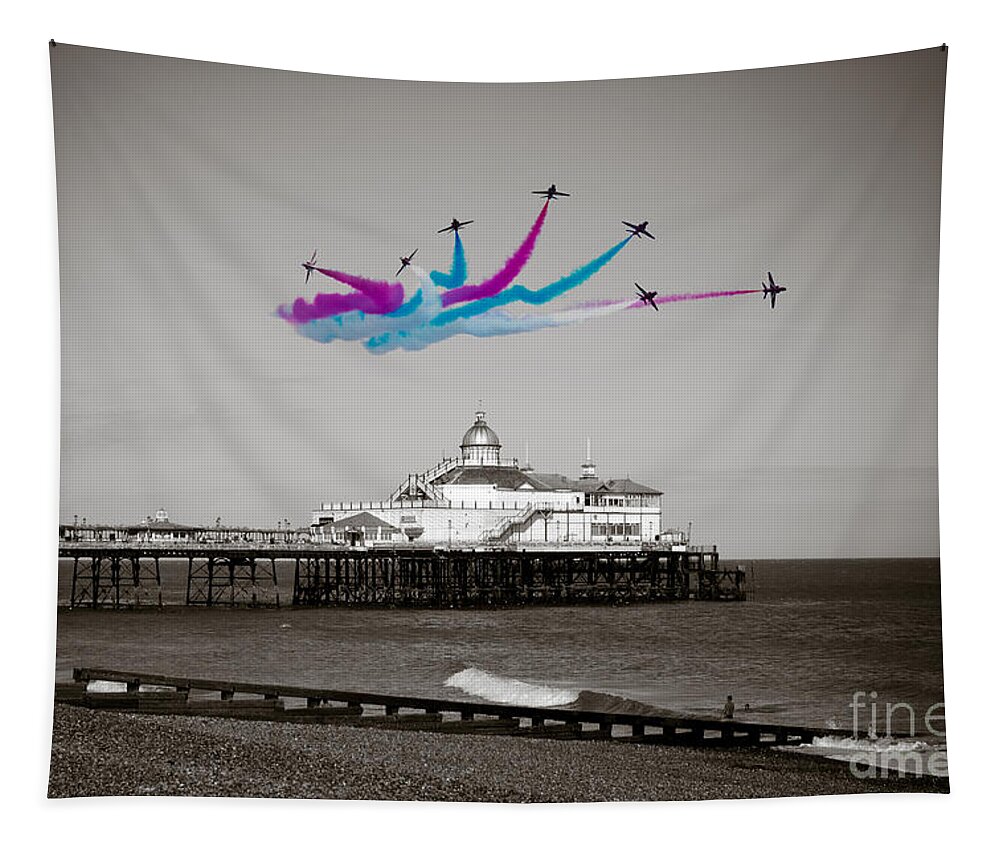 The Red Arrows Tapestry featuring the digital art Eastbourne Break by Airpower Art