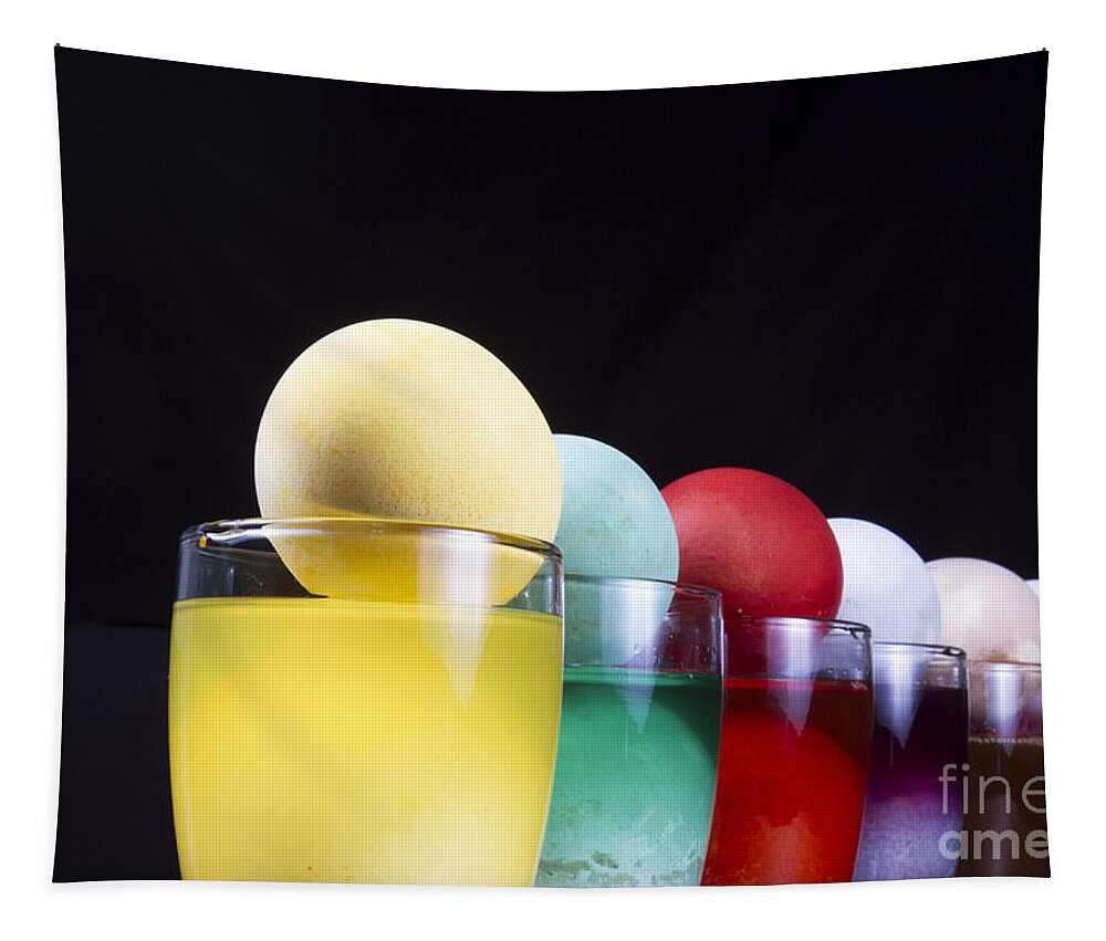 Easter Egg Tapestry featuring the photograph Easter eggs in glass by Karen Foley