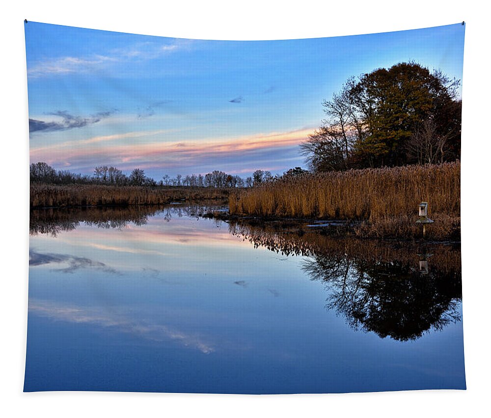 eastern Shore Sunset Tapestry featuring the photograph Eastern Shore Sunset - Blackwater National Wildlife Refuge by Brendan Reals