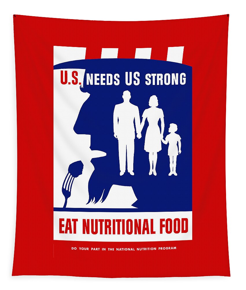 Uncle Sam Tapestry featuring the mixed media Uncle Sam - Eat Nutritional Food by War Is Hell Store