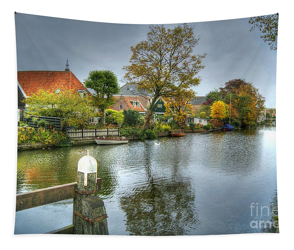 Edam Tapestry featuring the photograph Edam Waterway in Holland by David Birchall