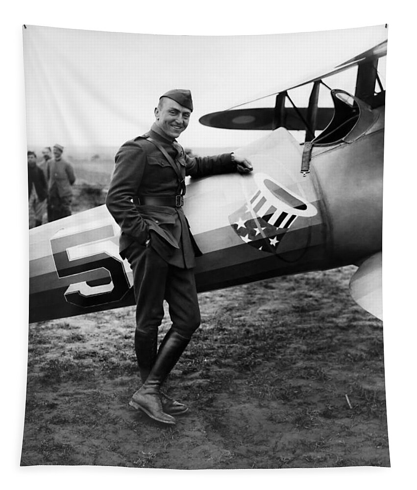 Eddie Rickenbacker Tapestry featuring the photograph Eddie Rickenbacker - WW1 American Air Ace by War Is Hell Store