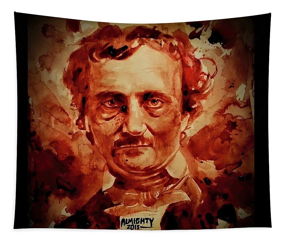  Tapestry featuring the painting EDGAR ALLAN POE portrait by Ryan Almighty
