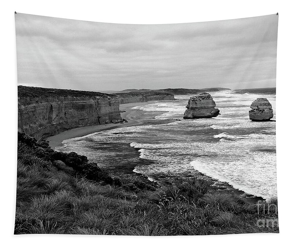 Digital Black And White Photo Tapestry featuring the photograph Edge of a Continent BW by Tim Richards