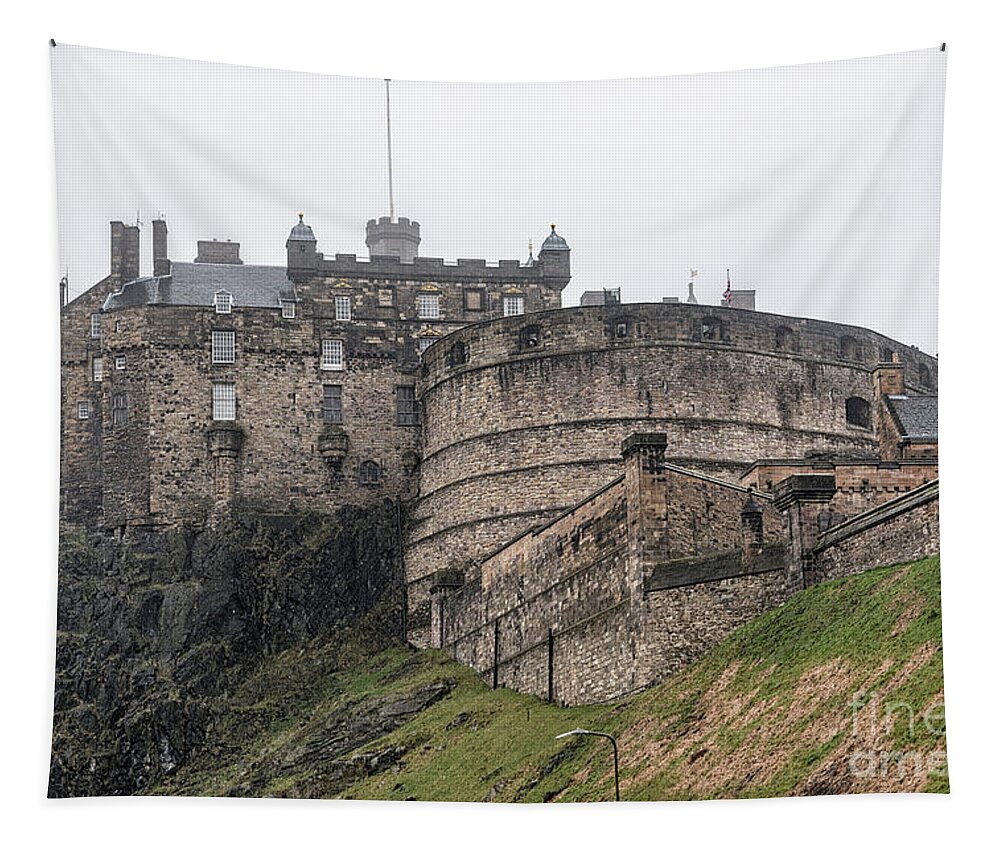 Dreek Tapestry featuring the photograph Edinburgh Castle in the Misty Rain by Antony McAulay