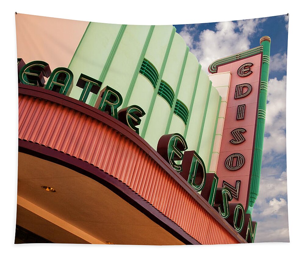 Theater Tapestry featuring the photograph Edison Theatre - Ft. Myers, Florida by Mitch Spence