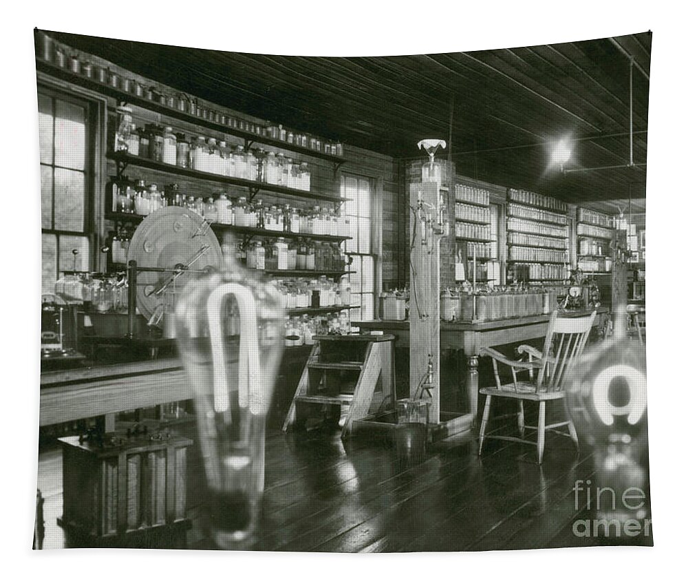History Tapestry featuring the photograph Edisons Menlo Park Lab by Science Source
