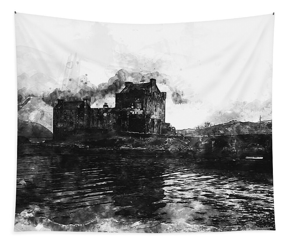 Eilean Donan Tapestry featuring the painting Eilean Donan Castle - 01 by AM FineArtPrints