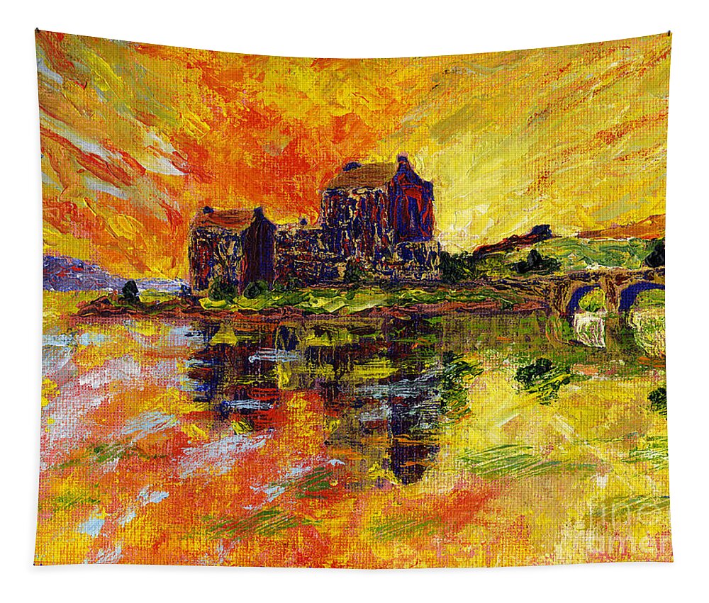 Eilean Donan Painting Tapestry featuring the painting Eilean Donan by Edward McNaught-Davis