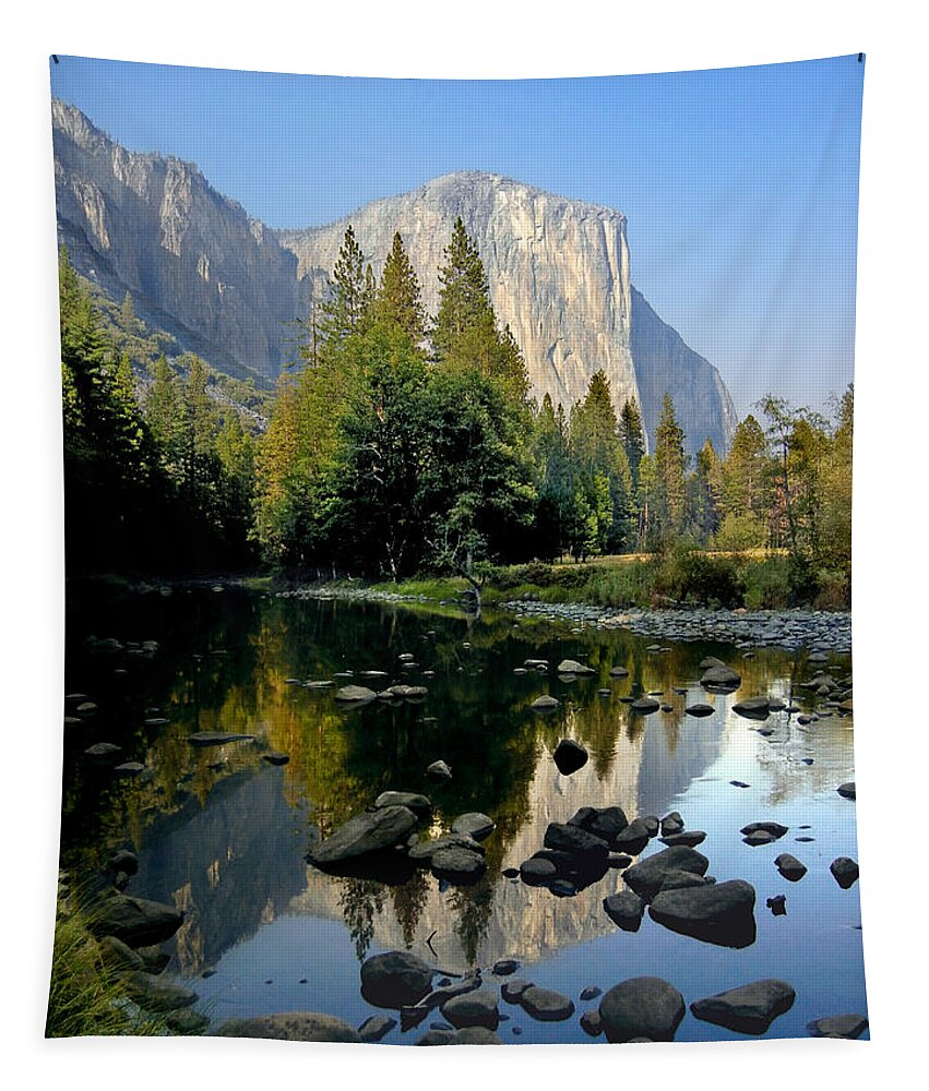 Yosemite Tapestry featuring the photograph El Cap Reflect by Matthew by Ed Cooper Photography