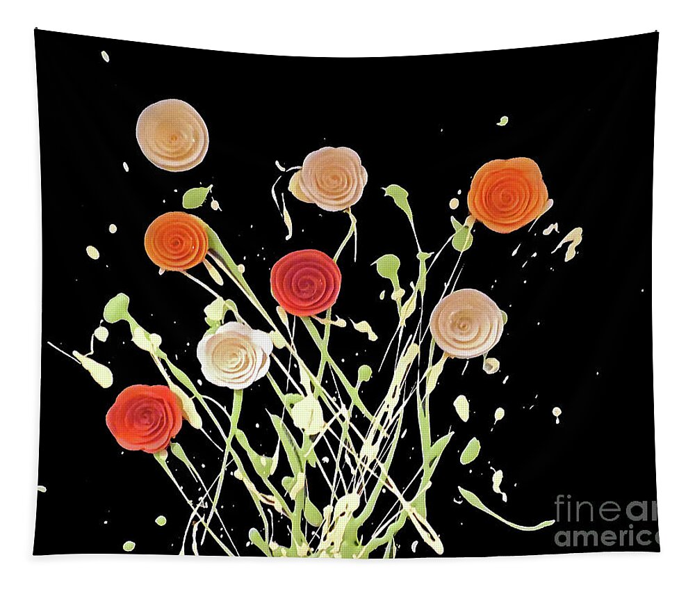 Neon Flowers Tapestry featuring the painting Electric Bouquet by Jilian Cramb - AMothersFineArt