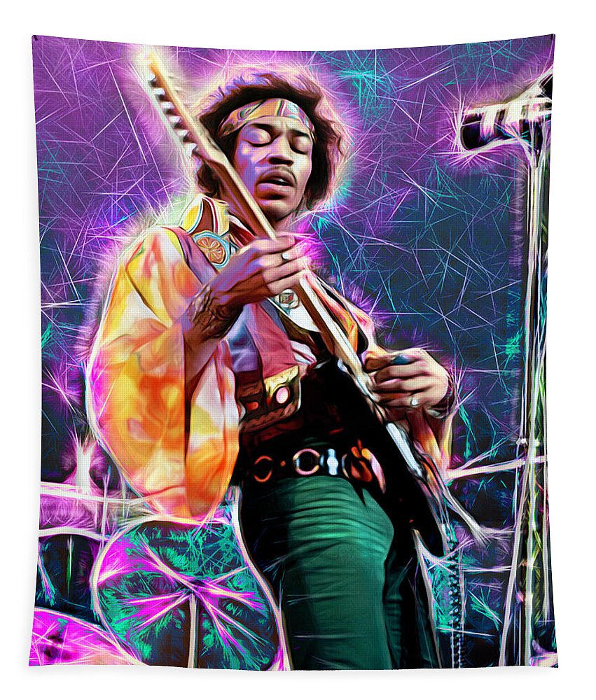 Jimi Hendrix Tapestry featuring the mixed media Electric Ladyland, Jimi Hendrix by Mal Bray