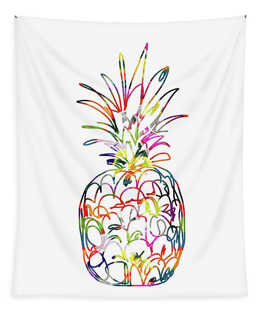 Pineapple Tapestry featuring the digital art Electric Pineapple - Art by Linda Woods by Linda Woods