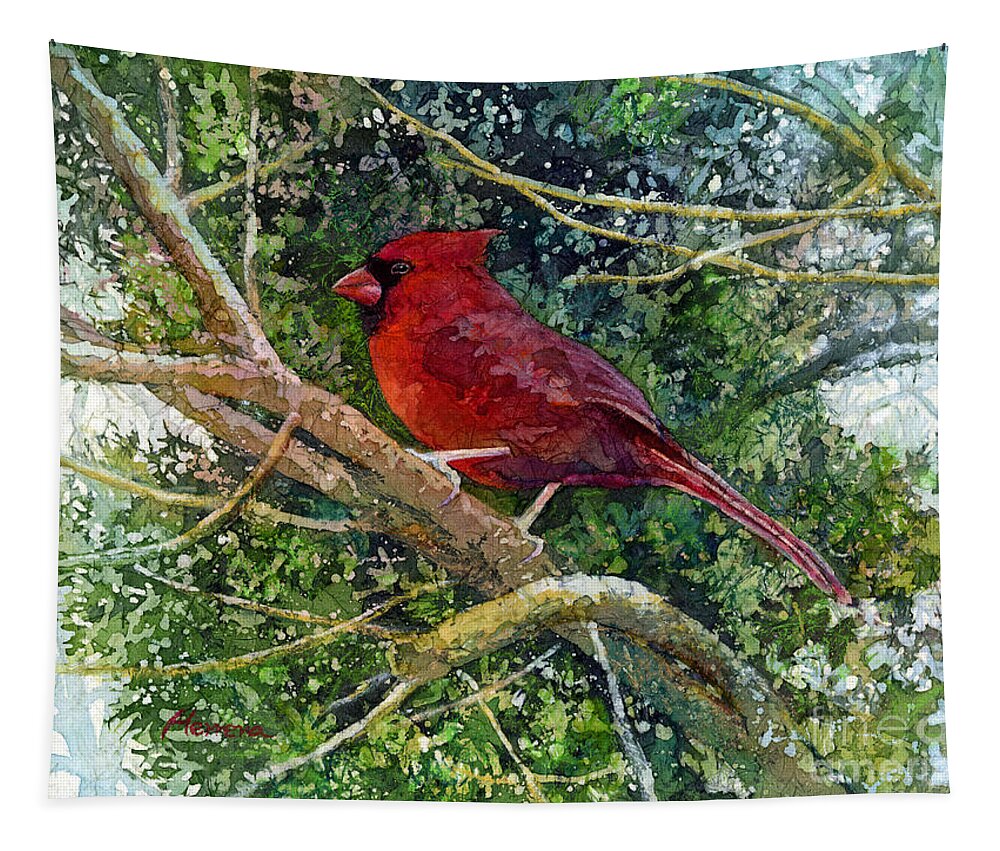 Cardinal Tapestry featuring the painting Elegance in Red by Hailey E Herrera