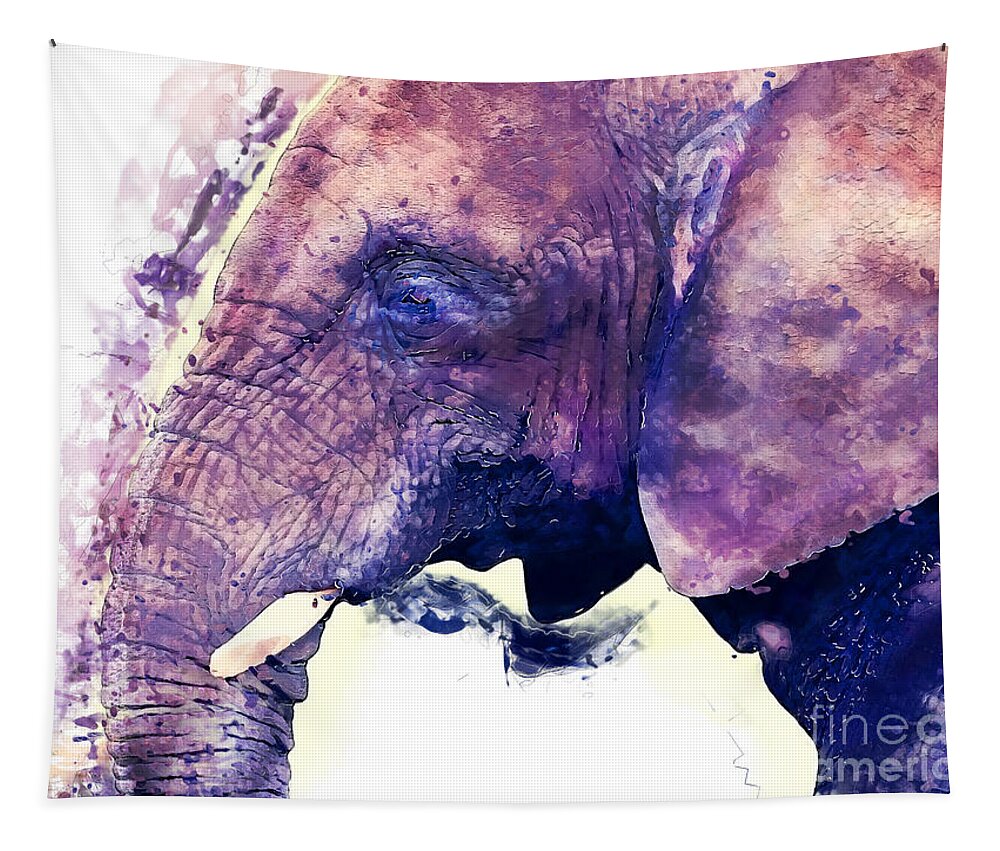 Elephant Tapestry featuring the painting Elephant watercolor painting by Justyna Jaszke JBJart