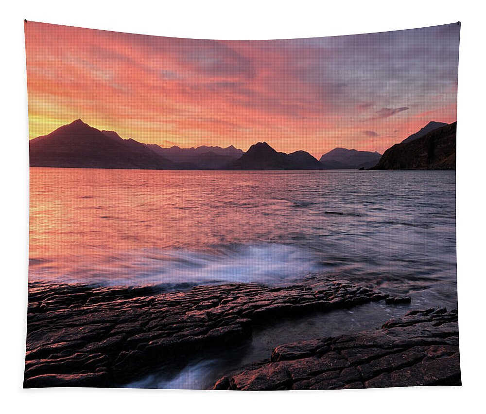 Elgol Tapestry featuring the photograph Elgol Sunset - Isle of Skye 2 by Grant Glendinning