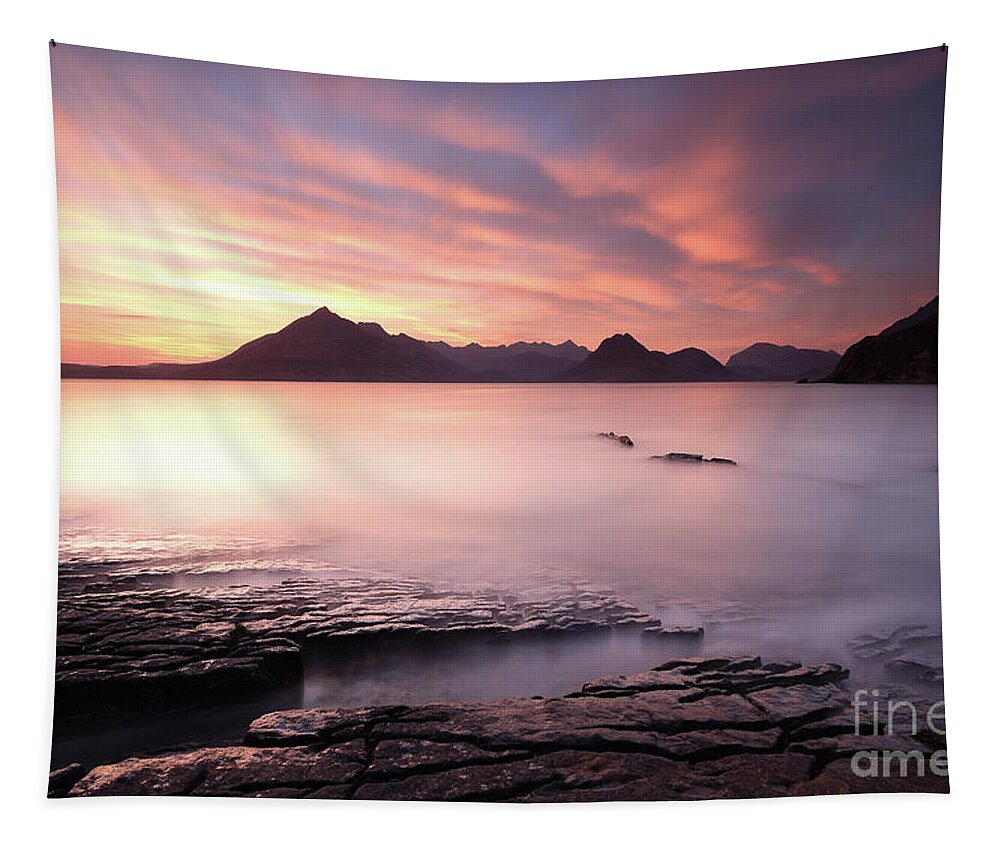 Elgol Tapestry featuring the photograph Elgol Sunset by Maria Gaellman
