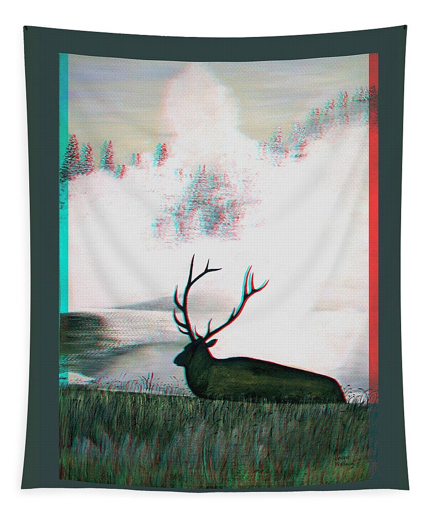 3d Tapestry featuring the photograph Elk - Use Red-Cyan 3D glasses by Brian Wallace
