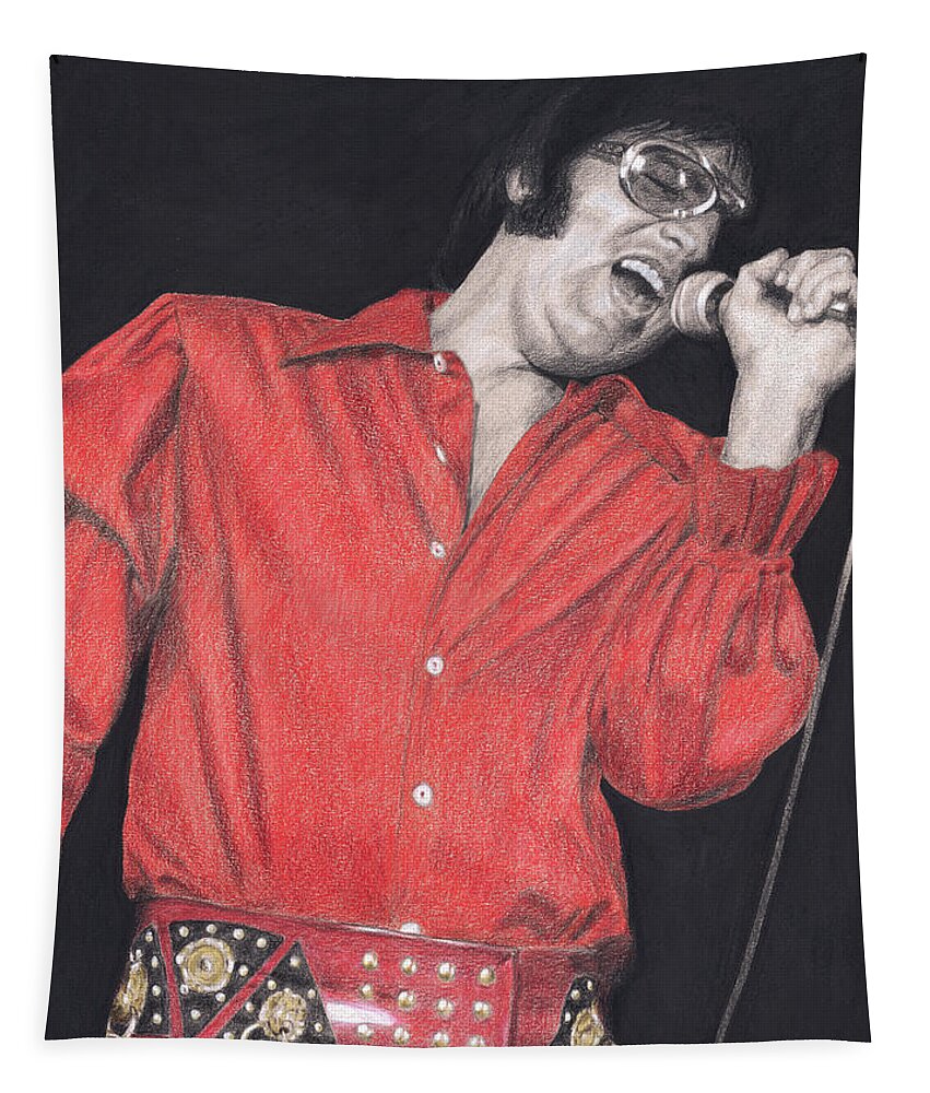 Elvis Tapestry featuring the drawing Elvis in Charcoal #175, No title by Rob De Vries