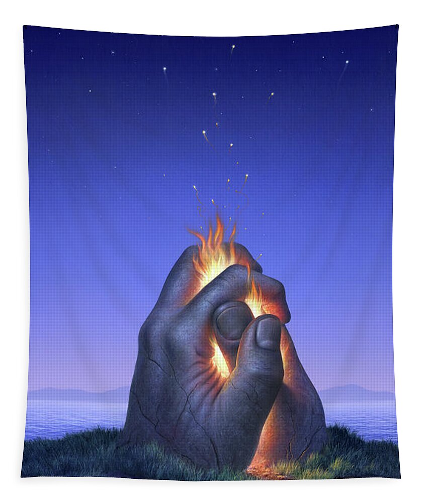 Fire Tapestry featuring the painting Embers Turn to Stars by Jerry LoFaro